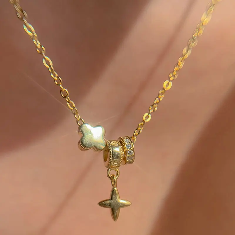 

925 Sterling Silver Rings Pandent Choker Necklace for Women Crystal Jewelry Flower Clavicle Chain Necklace Classic Party Jewelry