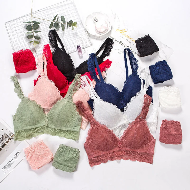 

Sexy Gather Breathable Lace Lace Bra for Ladies Unrimmed Girlhood Bra Back Set