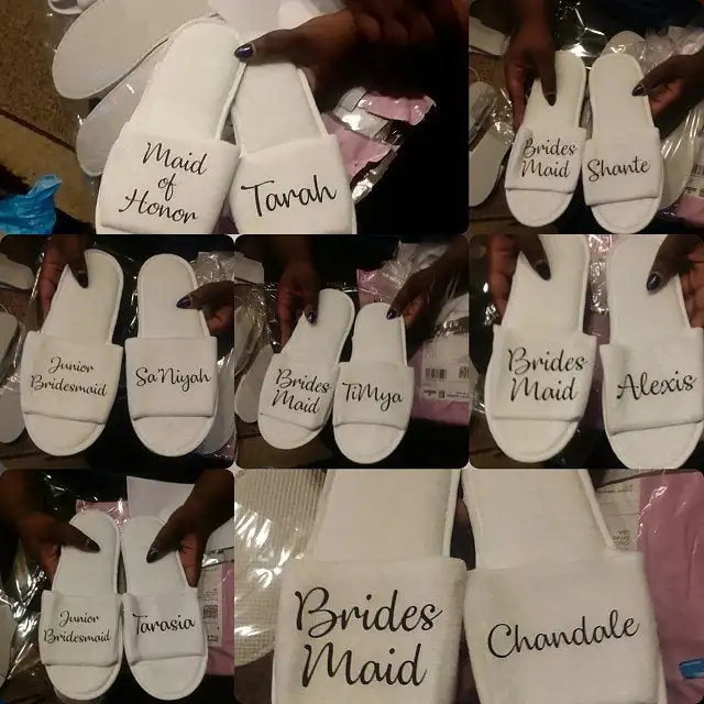 Индивидуальные имена дата свадебные тапочки невесты подарок подружки открытые с