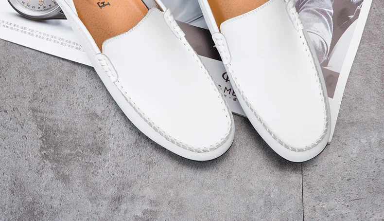 Мужские лоферы; кожаная мужская повседневная обувь; zapatos de hombre mocasines; слипоны; цвет белый, черный; сезон весна-осень; buty meskie; большие размеры 46, 47
