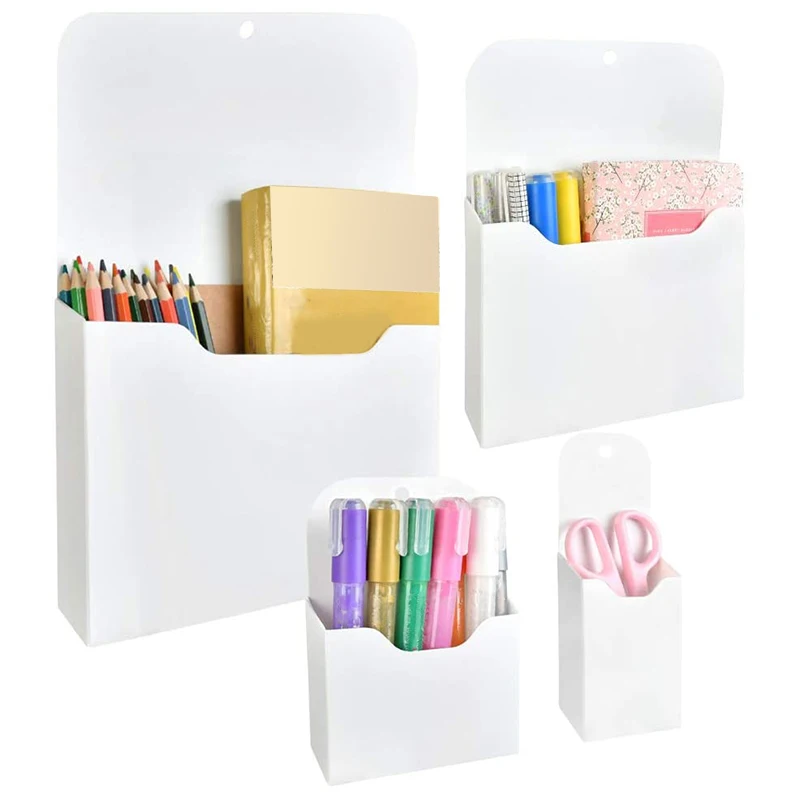 

4 Pack netic File Holder,Office Supplies Wall-Mounted File Organizer, for Planners,Letter, Office, Locker (L,M,S,XS)
