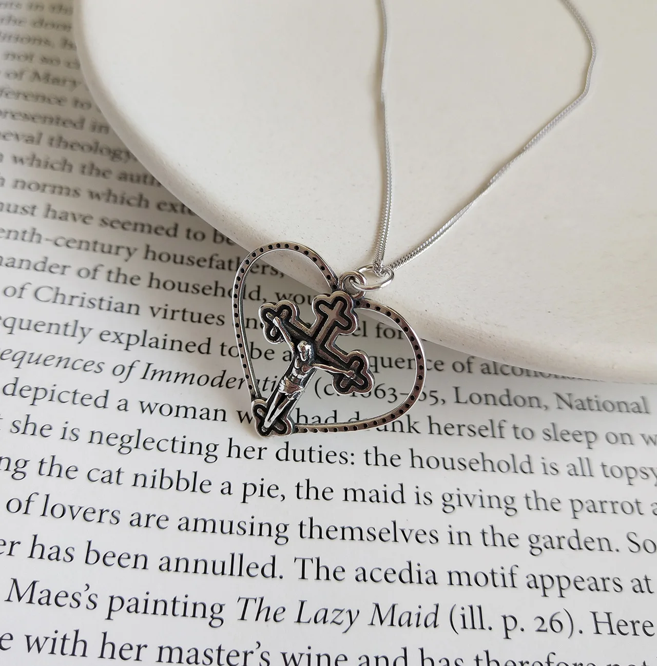 925 Чистое Серебряное сердце для влюбленных Форма Ретро сделанный старый крест