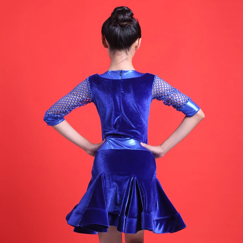 

Latin Dance Dresses Children Long Sleeve One-Piece Skirt Professional Rumba Practice Clothes Tango Outfit Salsa wear DQL2580