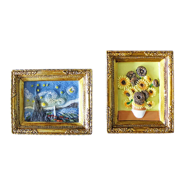 

Hot Van Gogh Starry Sky Apricot Blossom Refrigerator Magnetic Sticker Famous Painting Polyresin Fridge Magnet Souvenir