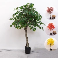 simulation plant red maple ginkgo tree potted plastic fake large leaf flower for living room decoration indoor office ornaments
