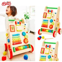 wooden baby walker childrens push toddler toys wooden toddler toy trolley puzzle walker toy sit to stand learning walker wagon