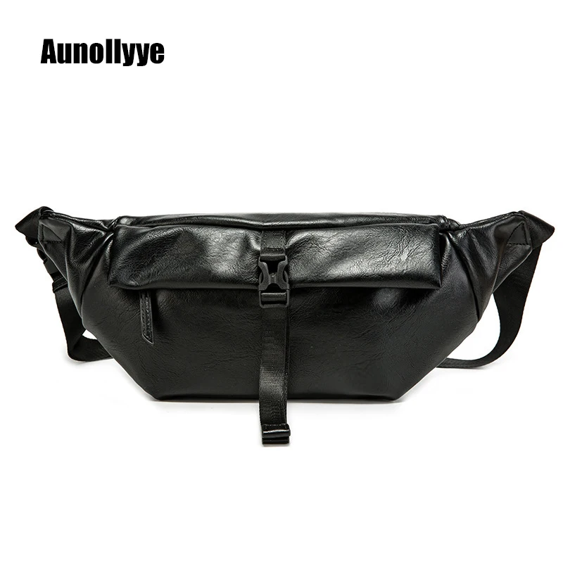 

Luxury Designer PU Leather Men Fanny Pack Fashion High Quality Motorcycle Waist Bag Multifunctional Messenger Bags Crossbody Bag