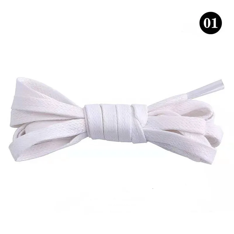 White 50/80/100/120CM 1Pair Unisex Waxed Flat Shoelaces Leather Waterproof Casual Shoes Laces Boots Shoelace For Shoes Accessories - Цвет: White