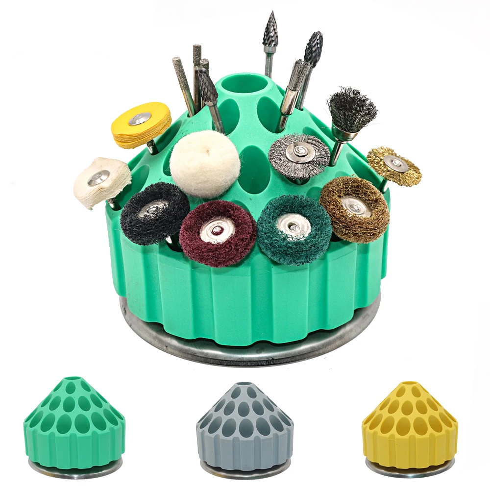 

360° Rotary Engraving Tool Grinding Head Needle Storage Box Stainless Steel Base 35 Hole Grinding Tool Organizer