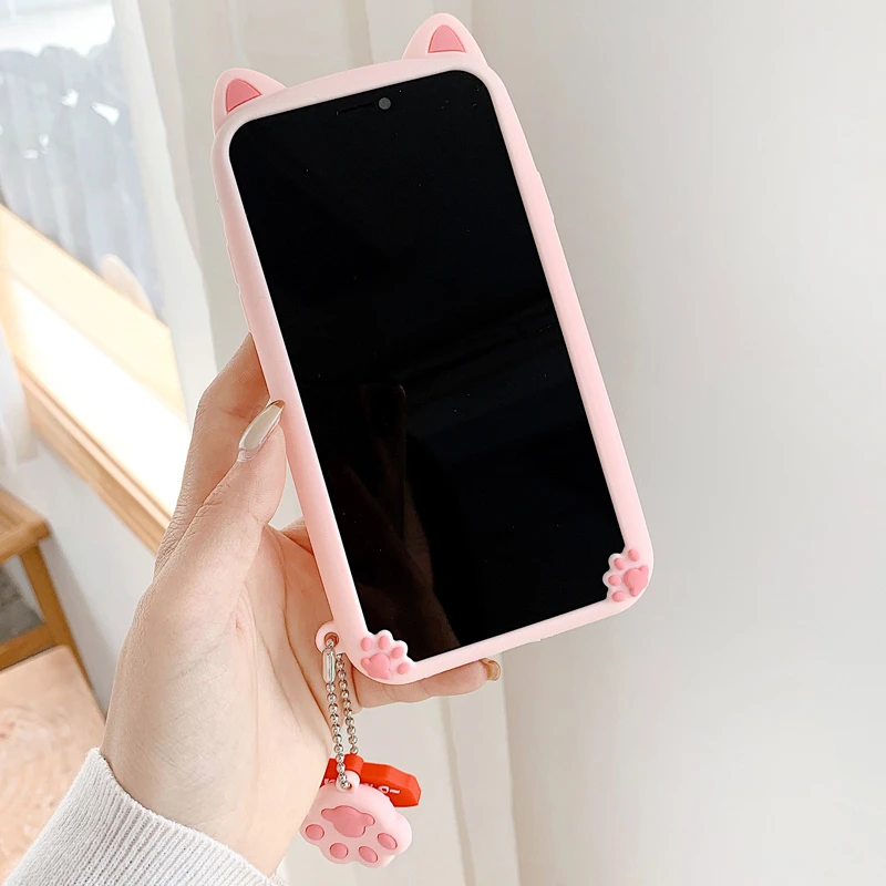3D милый чехол с кошачьими ушками для телефона iphone 12 Pro MAX 11Pro XS XR X 6 6s 7 8 Plus мягкий