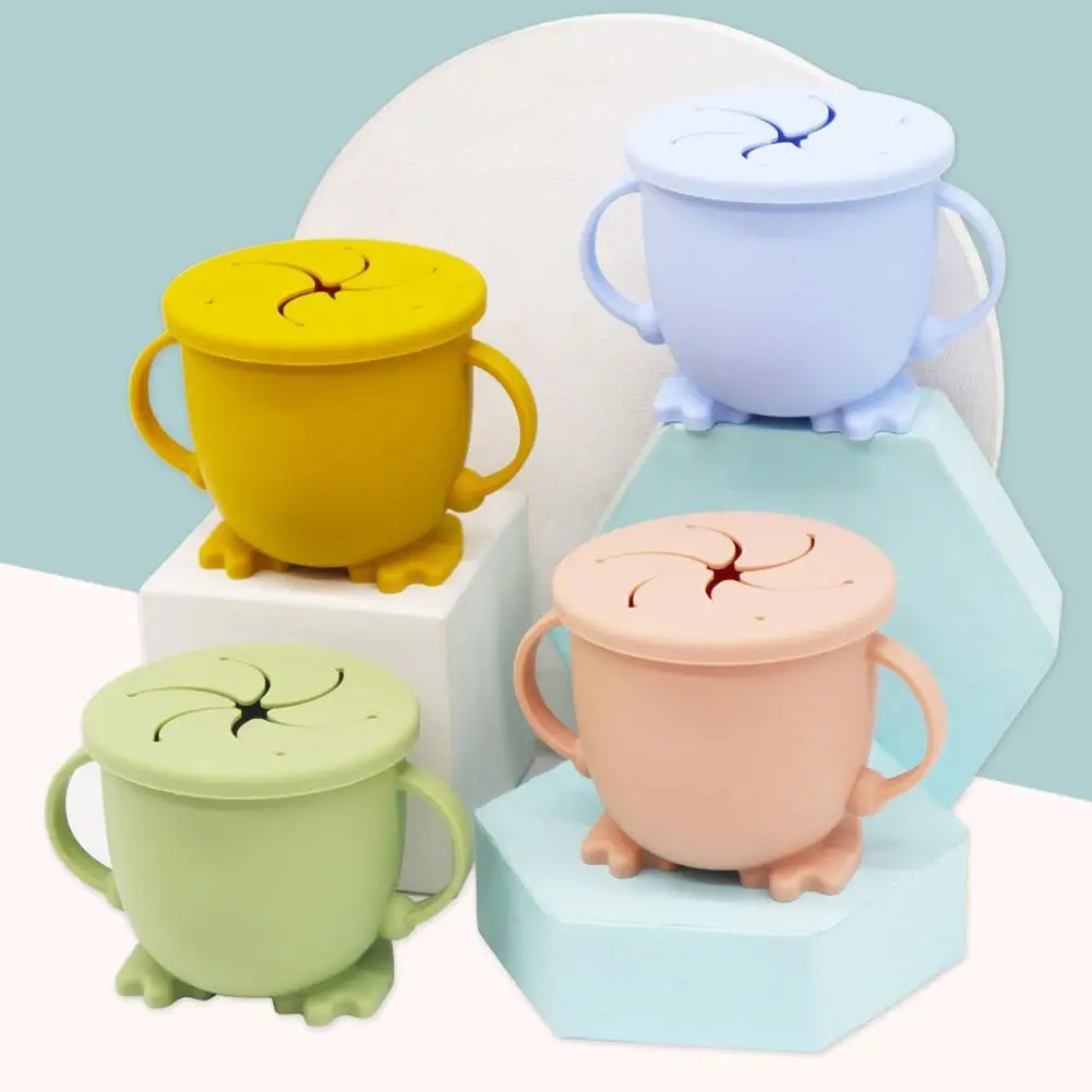 

Baby Learn To Drink Cup Silicone Feeding Food Bowl Cup With Handle Multi-color Snack Container Children's Feeding Accessories
