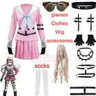 Костюм для косплея Danganronpa V3 женский, парадная униформа для девушек с париком и очками, карнавал на Хэллоуин