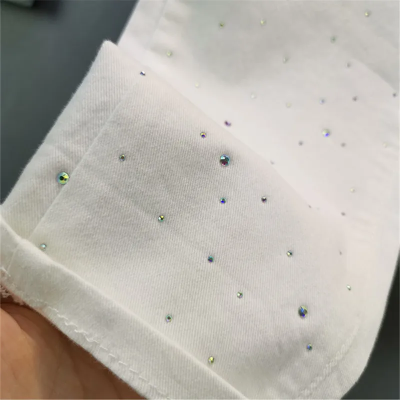 

2020 Spring Women High waist Jeans Fashion Diamonds Pocket Loose Denim Pencil Pants Women's High quality Plus size Stretch Jeans