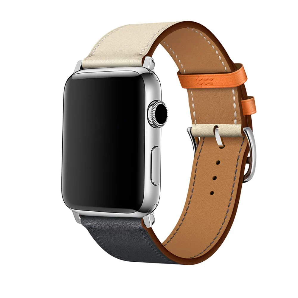 White Grey Eastar Высокое качество кожаный ремешок для наручных часов Apple Watch, версии Series4 3, 2, 1, спортивный браслет, 42 мм, 38 мм, ремешок для наручных часов iwatch, 5 полос 40 мм 44 мм - Цвет ремешка: White Grey