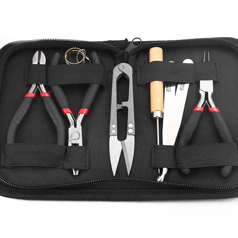8Pcs/set Jewelry making Tools Set Organizer With Tweezers Plier Scissors For DIY Bracelet Necklace Earrings Jewelry Making Kits