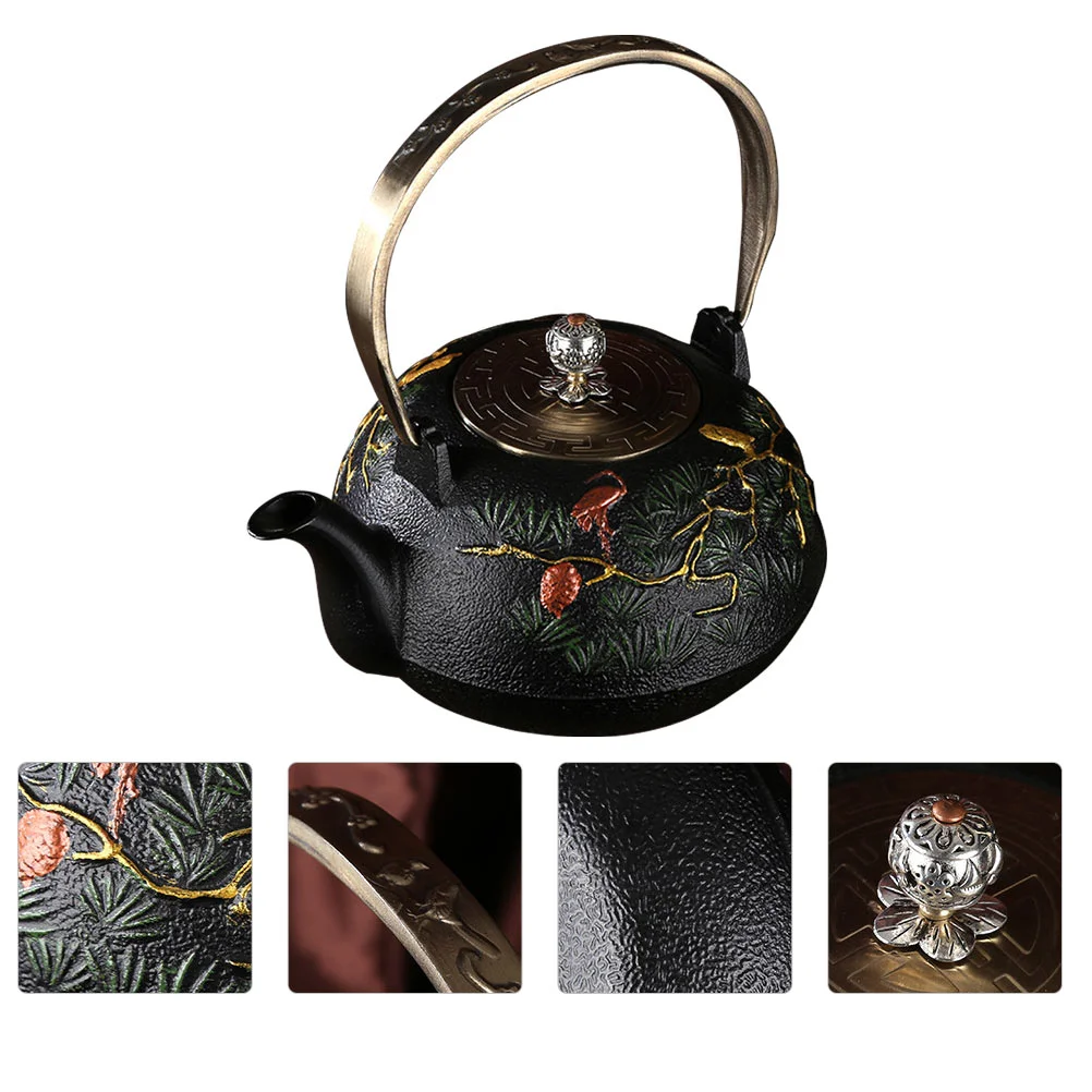 

Uncoated Cast Iron Decorative Teapot Antique Tea Kettle with Infuser