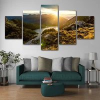 the rising sun mountain 5 piece hd wall art canva print hd print posters paintings oil painting living room home decor pictures
