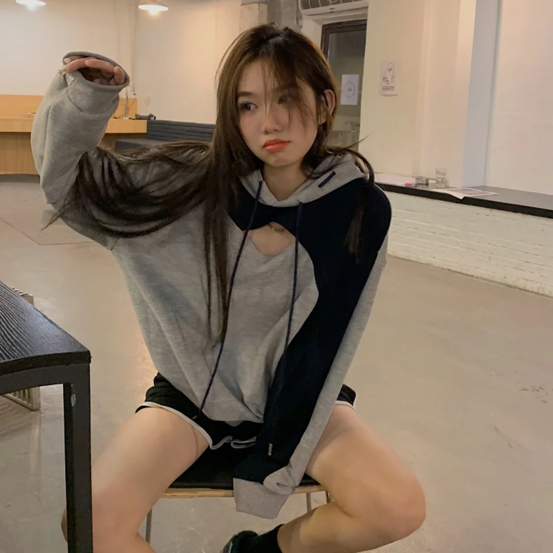 

Women's Sweatshirts Waffle Hooded Design Sense Of Small Crowd's Mind Autumn Korean Version 2021 Long Sleeve Top Trend