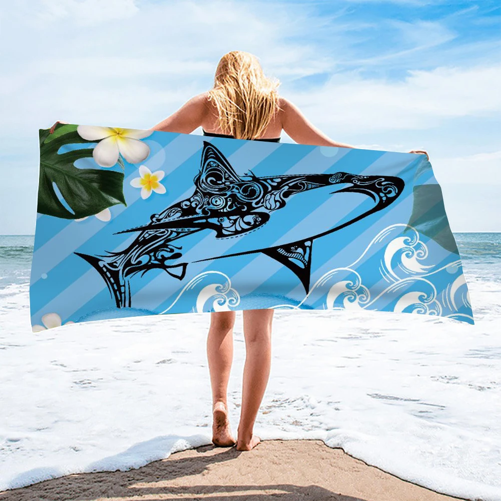 Полотенце из микрофибры для взрослых с принтом акулы | Спорт и развлечения