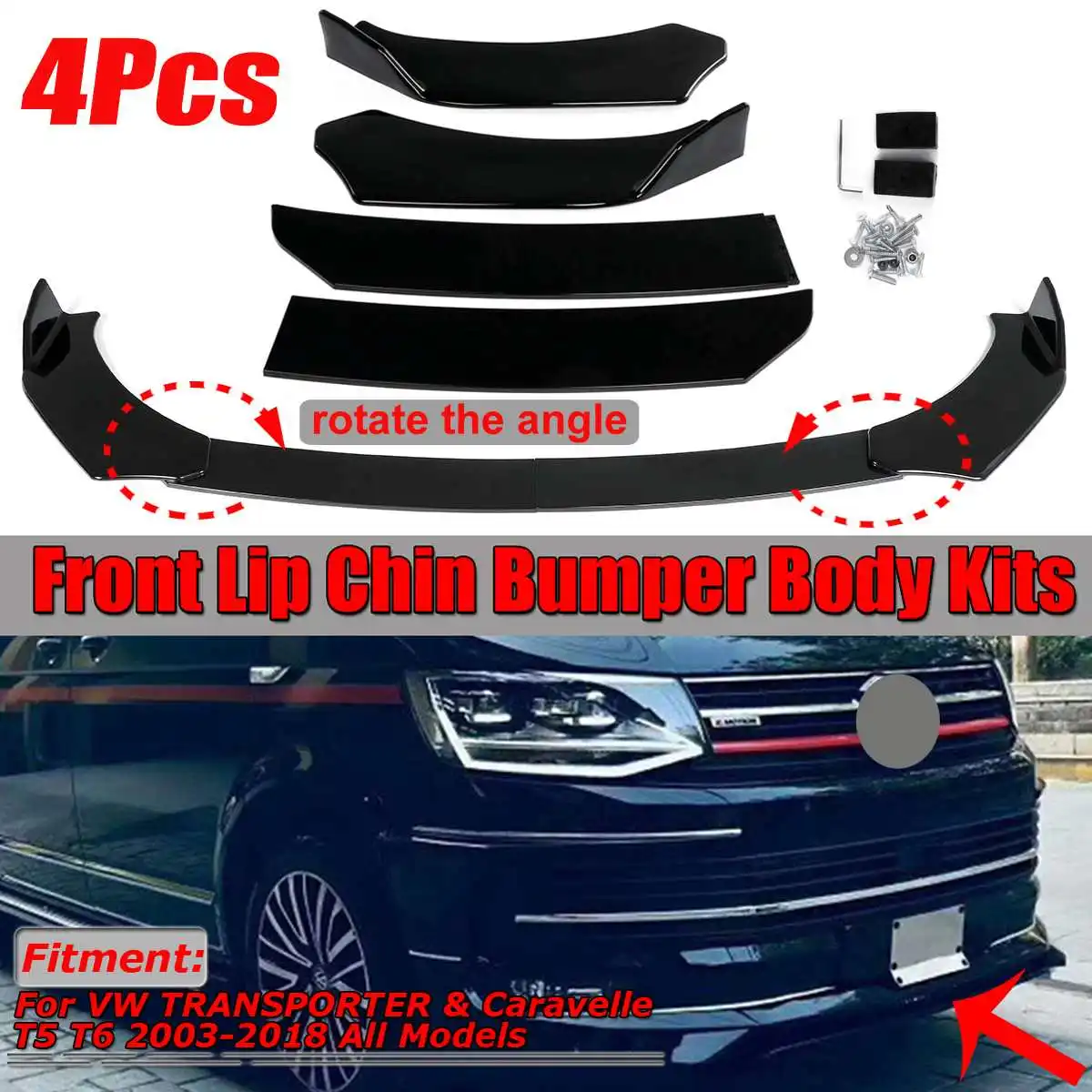 4x Universal Car Front Bumper 	