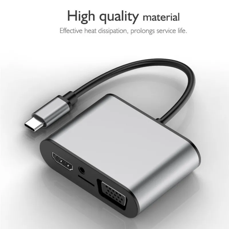 Eshowee Тип с разъемами типа C и HDMI VGA адаптер Thunderbolt 3 PD TF 5 мм Слот для чтения Порты