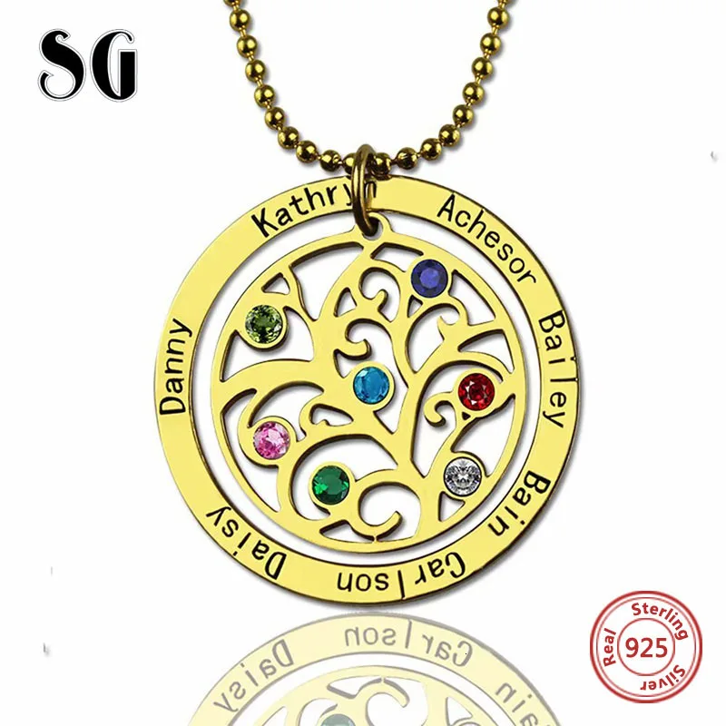 100% 925 пробы ожерелье с серебряным деревом жизни индивидуальное семейное имя и