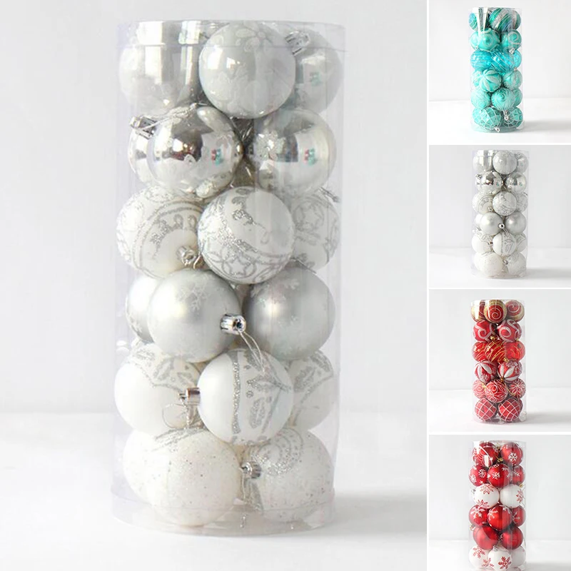 24 шт./компл. новогоднее Рождественское дерево шары украшение для окна дома