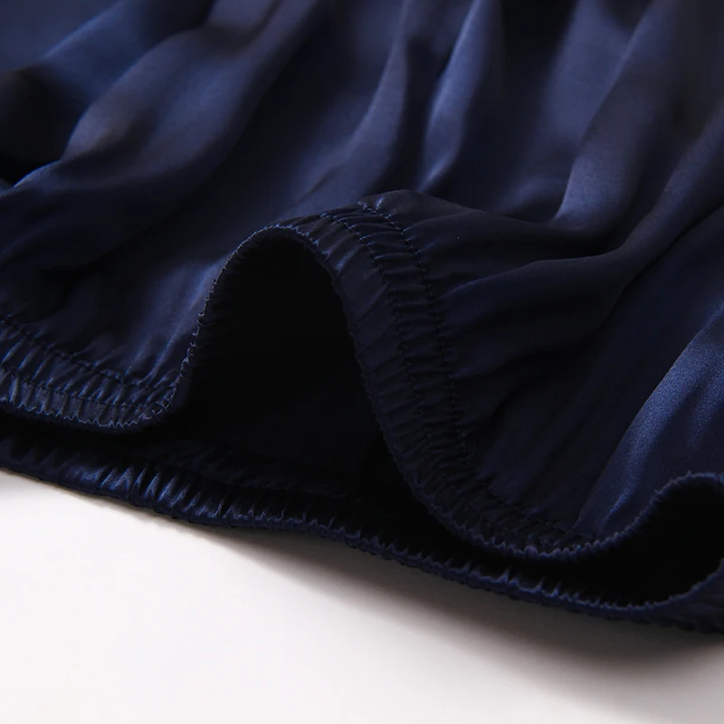 100% Real Silk Pajama for Men Sleepwear Dark Blue Pyjamas Satin Pijamas Homme PJs Home Clothes Hangzhou Pure Silk Pajamas Sets