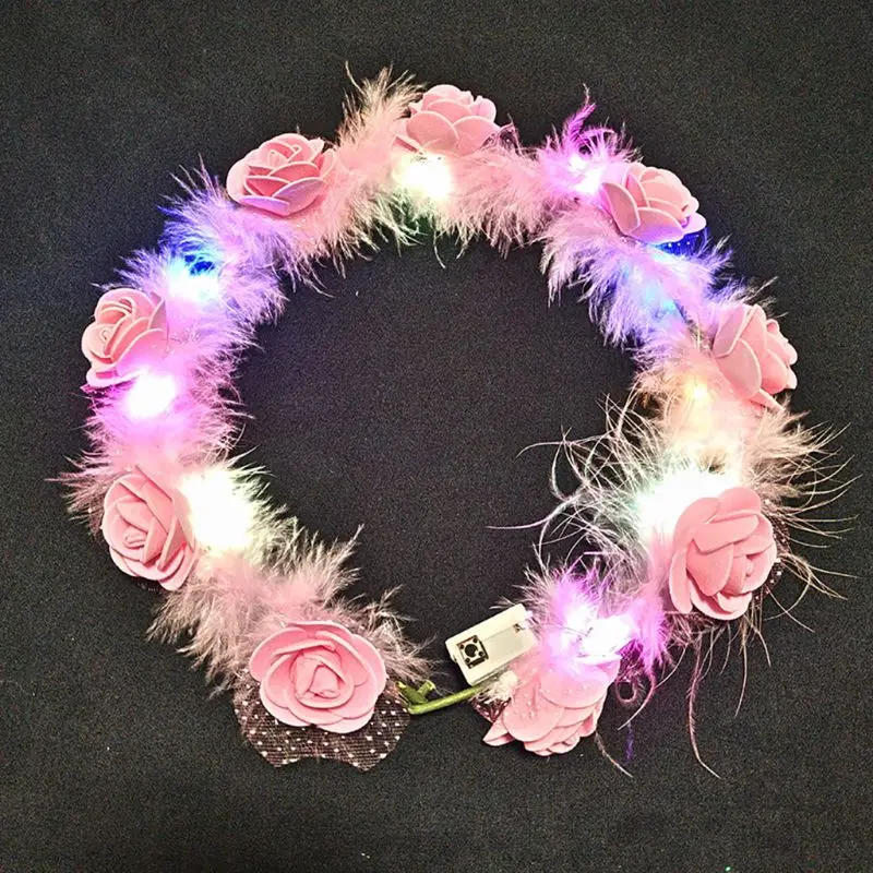 Женский Детский светодиодный светильник Венок Корона пушистое перо