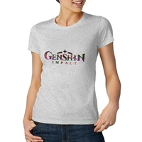 genshin impact cotton women t shirt womens short sleeve t casual simple girl tops various pattern