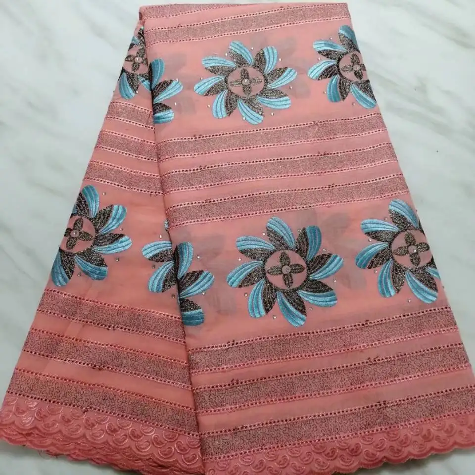 5 ярдов/шт Новая мода голубое озеро Африканская Хлопковая ткань Цветочная