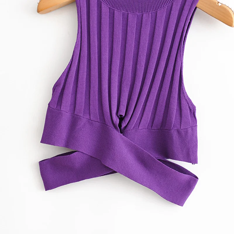 

Autumn women's sweater casual solid color high collar sleeveless Slim irregular short sweater