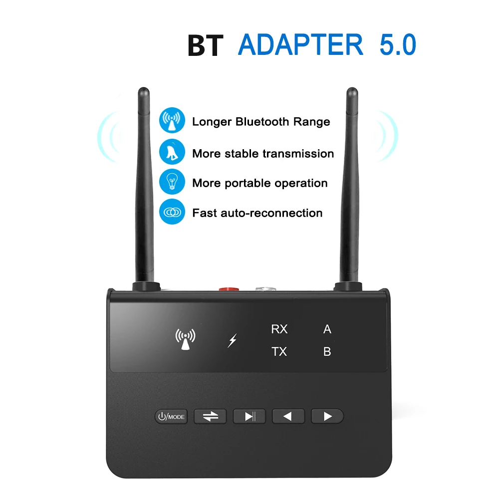 

80M Bluetooth-compatible 5.0 RCA Transmitter Receiver Bypass Aptx LL Music Audio Wireless Adapter 3.5mm AUX Jack For TV PC Car