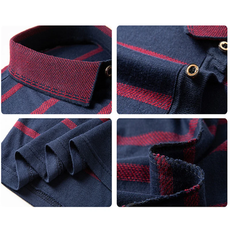 

Ymwmhu Cotton Polo Shirt Men Short Sleeve Buttton Collar Summer Slim Fit Shirt Striped Streetwear Casual Male Polo Shirt