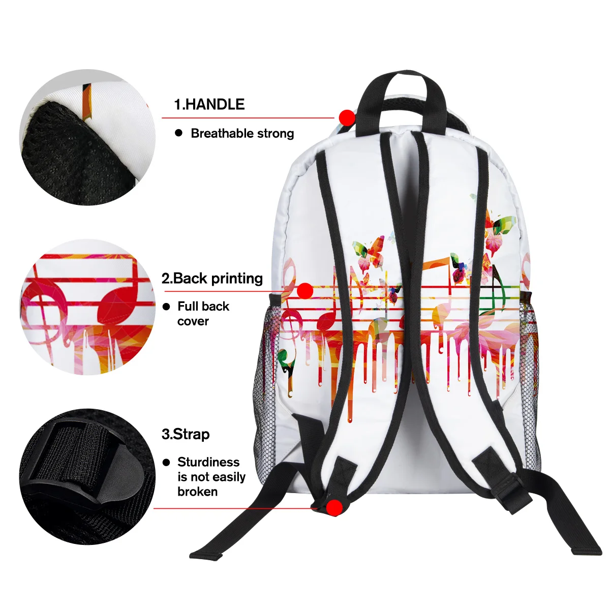 Рюкзак с музыкальными нотами для студентов колледжа износостойкий рюкзак