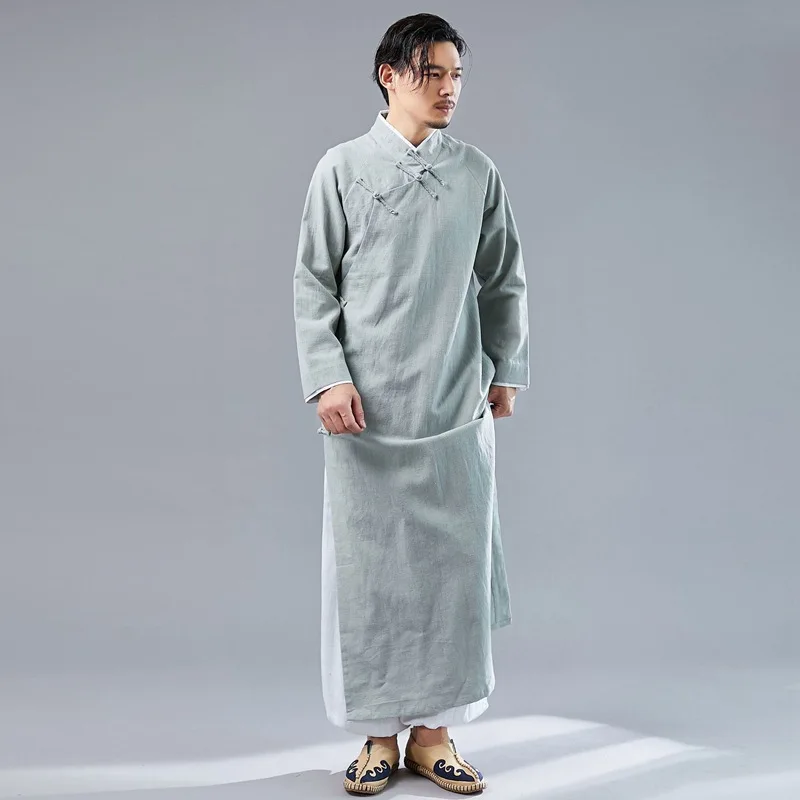 

Chinese Kung Fu Suit Buddhist Shaolin Monk Long Robe Wing Chun IP Man Dress Wushu Tai Chi Uniform Chinese Retro Robe