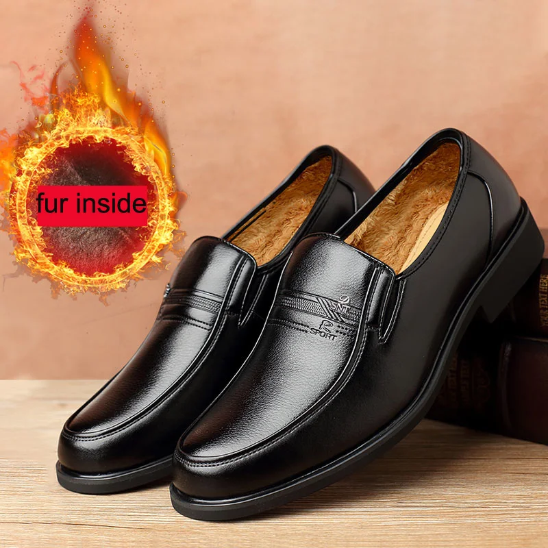 

High Quality Genuine Leather Men Social Shoes Winter Waterproof Male Wedding Shoe Chaussure Homme Office Formal Shoe