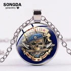 Ожерелье SONGDA с подвеской в виде российских ВВС военные украшения, классическое винтажное ожерелье со стеклянным куполом, металлическая Длинная цепочка