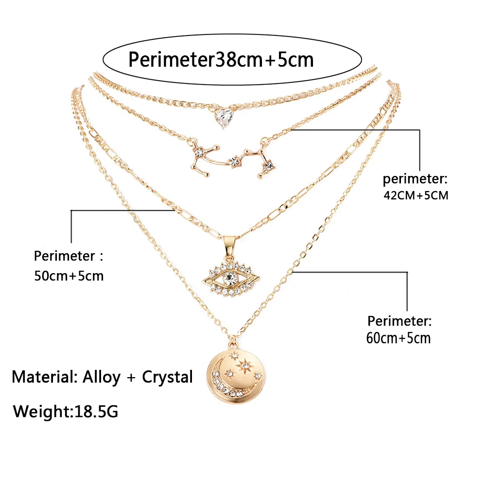 Женские многослойные лунные ожерелья и подвески с кристаллами геометрические в
