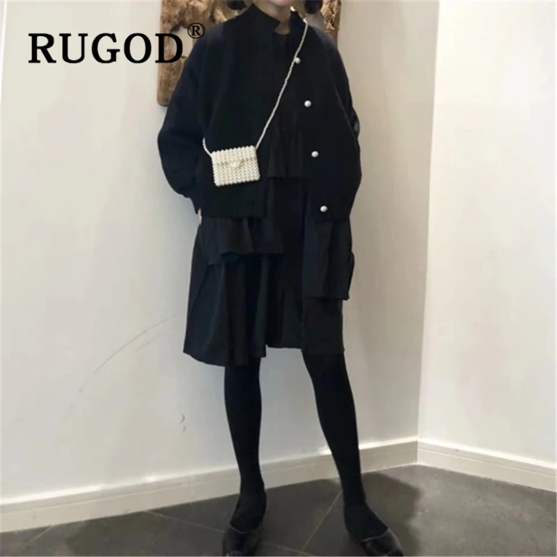 Женское асимметричное платье RUGOD винтажное Свободное с круглым вырезом и