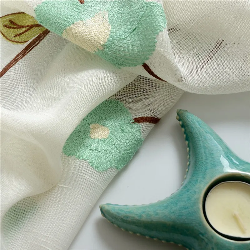 Занавески Из хлопчатобумажной пряжи занавески с вышивкой для гостиной шторы