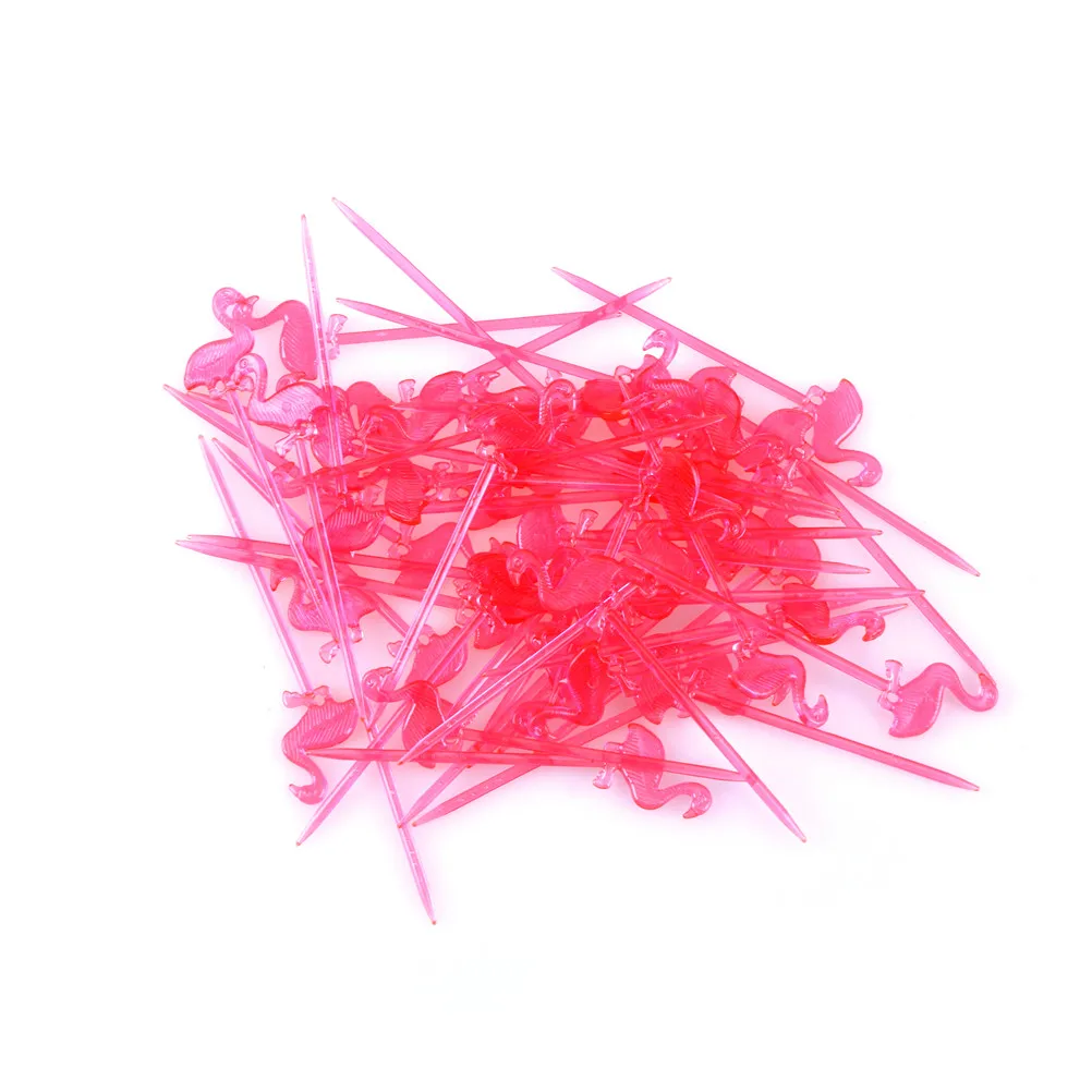 

50 Pieces Flamingo Food Picks Buffet Cupcake Fruit Fork Cake Dessert Salad Sticks Cocktail Toothpick Skewer Party Supplies