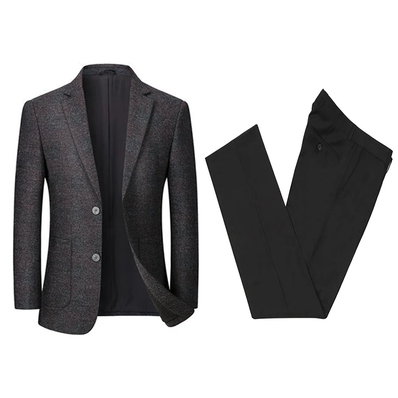 Новое поступление 2020 зимний мужской костюм твидовый с двумя пуговицами смокинг
