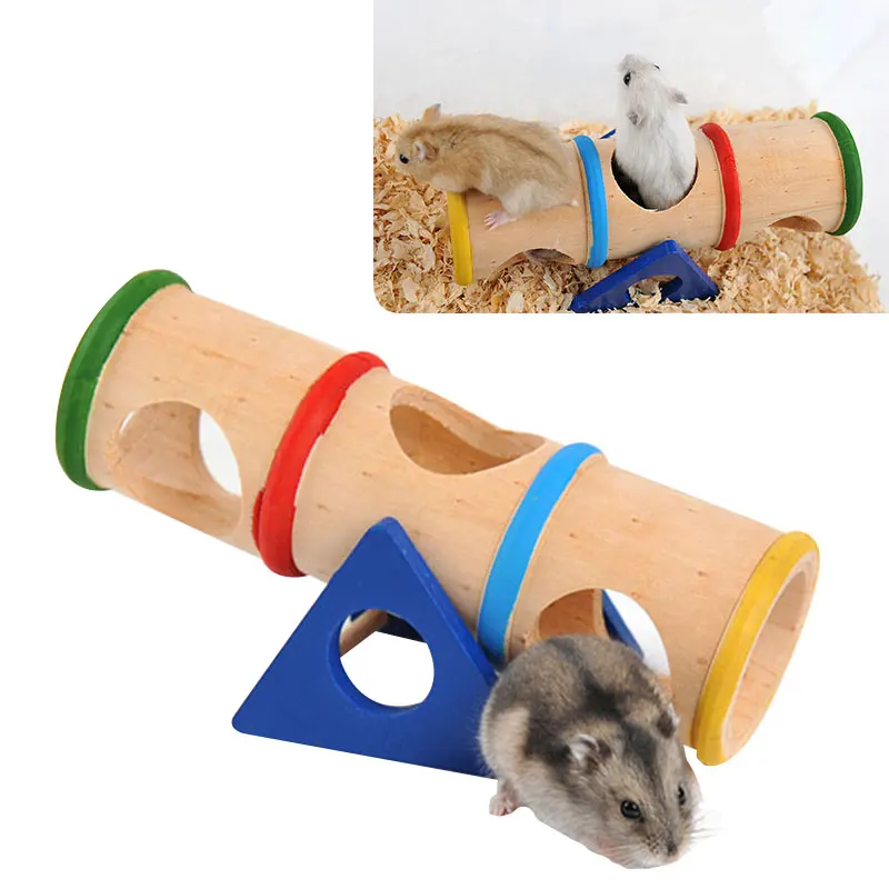 Hamster Seesaw Wooden Rat Tunnel Tube Pet Toys Small Animal Mice Activity Mouse Chinchillas Playground | Дом и сад