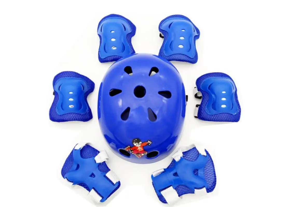 

Child Protective Set Knee Pads Elbow Pads Wrist Helmet Protector Skating Roller Bike Protective Gear Sets For Kids Safety Cap