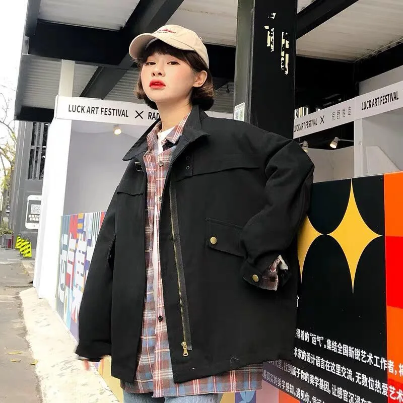 Весенняя куртка-бойфренд повседневные свободные верхняя одежда для женщин с