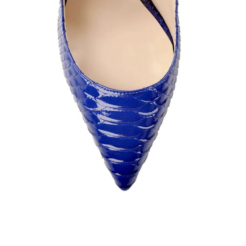 

Women Sexy Casual Party Sandals PU Synthetic Microfiber Buckle Strap Square heels blue Fish scales Pointed Toe Size 35-45