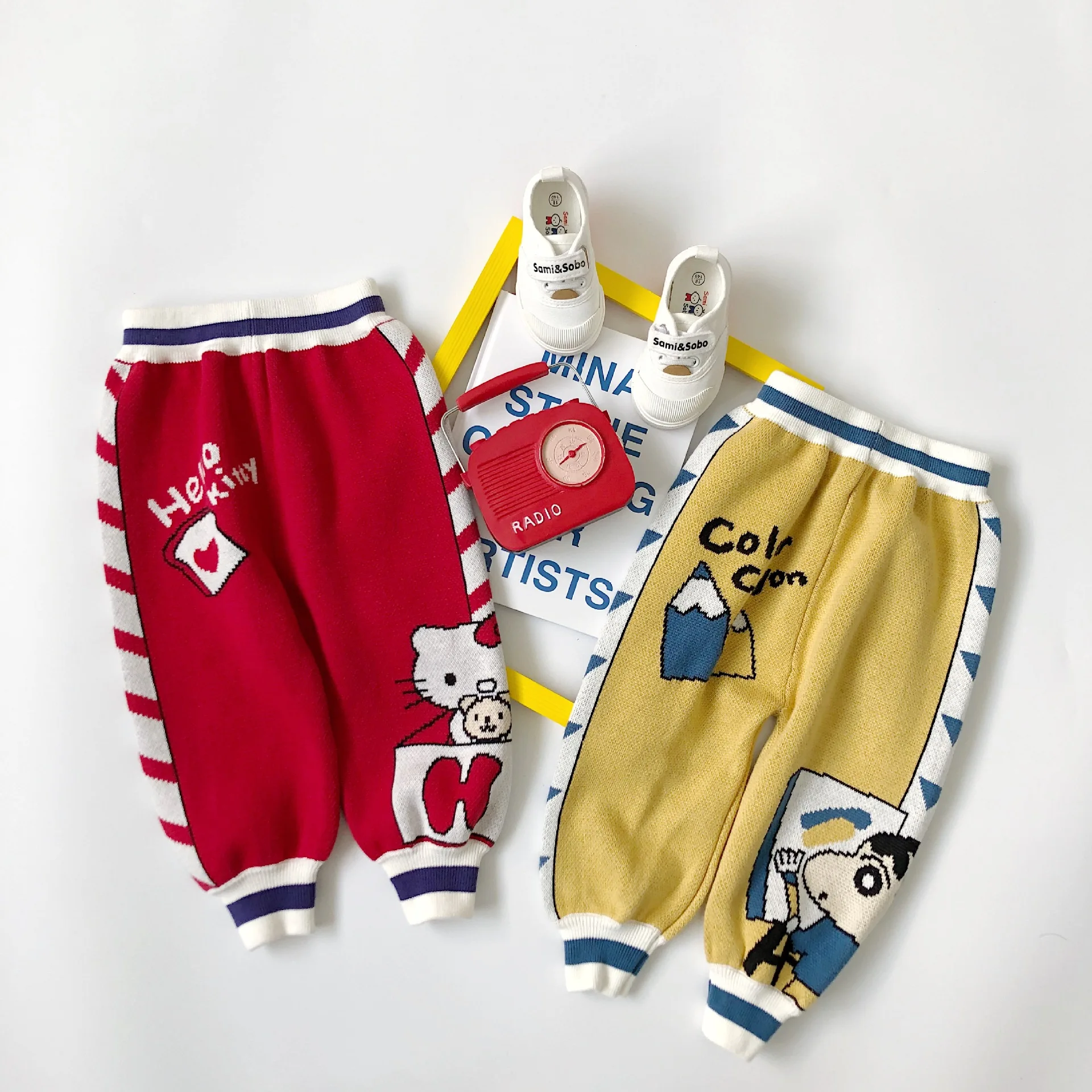Tonytaobaby/осенне зимние платья Новые детские трикотажные штаны с рисунком для
