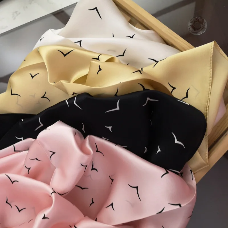 

Four Season New Silk Scarves Women's Small Square Scarves Plain Satin Solid Color Business Decorate Headband Gift 53*53cm