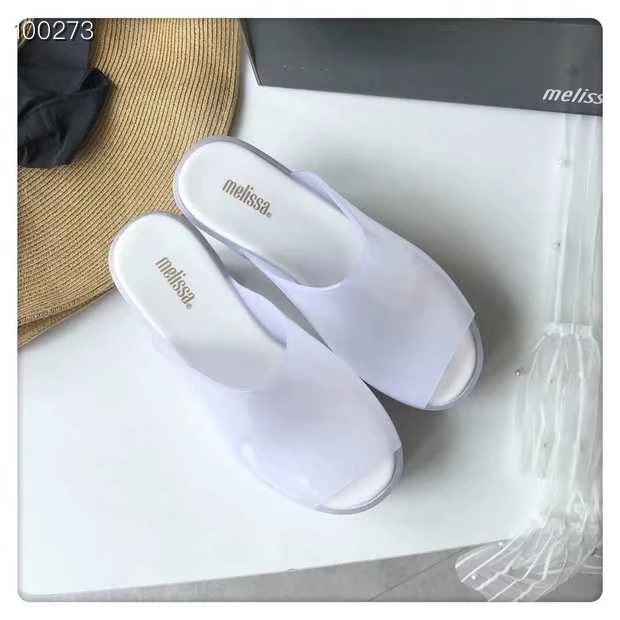 white Melissa/обувь г. Новые женские сандалии на плоской подошве женская прозрачная обувь melissa на высоком каблуке, однотонные сандалии женская прозрачная обувь Mulher - Цвет: white